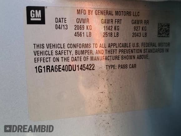 ✅ 2013 Chevrolet Volt • VIN: 1G1RA6E40DU145422 • Lot: 68914184. Wystawiony na Copart z przebiegiem 42 442 mil. Bezpłatny archiwum sprzedaży aukcyjnych z USA i szczegółowy raport historii pojazdu na DreamBid. Zdjęcie 13.