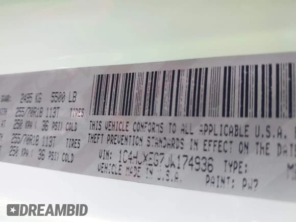 ✅ 2018 Jeep Wrangler Unlimited Sahara • VIN: 1C4HJXEG7JW174936 • Lot: 43343701. Listed on IAAI with 136,409 mi. Free auction sales archive from the USA and detailed vehicle history report at DreamBid. Image 9.