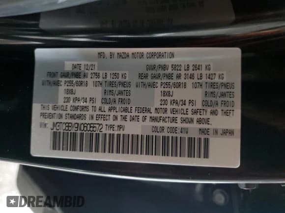 ✅ 2022 Mazda CX-9 Sport • VIN: JM3TCBBY9N0605572 • Lot: 67073195. Wystawiony na Copart z przebiegiem 51 980 mil. Bezpłatny archiwum sprzedaży aukcyjnych z USA i szczegółowy raport historii pojazdu na DreamBid. Zdjęcie 14.