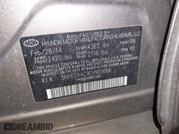 ✅ 2014 Hyundai Sonata SE • VIN: 5NPEC4AC9EH905666 • Лот: 43651191. Опубликован ранее на IAAI с пробегом 116 879 миль. Бесплатный доступ к архиву аукционных продаж из США и подробный отчёт об истории автомобиля на DreamBid. Изображение 9.