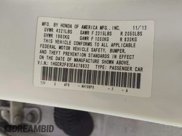 ✅ 2014 Honda Accord EX-L • VIN: 1HGCR2F83EA079632 • Лот: 43521790. Опубликован ранее на IAAI с пробегом 288 146 миль. Бесплатный доступ к архиву аукционных продаж из США и подробный отчёт об истории автомобиля на DreamBid. Изображение 9.