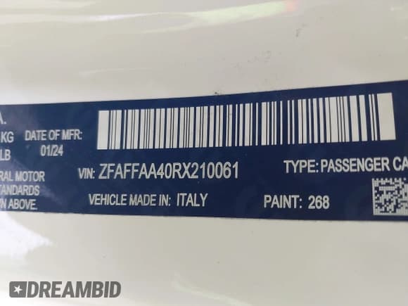 ✅ 2024 FIAT 500e INSPI(RED) • VIN: ZFAFFAA40RX210061 • Lot: 42587941. Listed on IAAI with 3,052 mi. Free auction sales archive from the USA and detailed vehicle history report at DreamBid. Image 9.