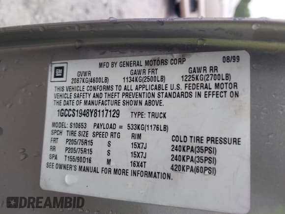 ✅ 2000 Chevrolet S-10 LS • VIN: 1GCCS1948Y8117129 • Лот: 42222109. Опубликован ранее на IAAI с пробегом 199 157 миль. Бесплатный доступ к архиву аукционных продаж из США и подробный отчёт об истории автомобиля на DreamBid. Изображение 9.