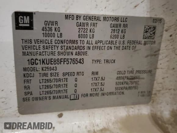 ✅ 2015 Chevrolet Silverado 2500HD Work Truck • VIN: 1GC1KUE88FF576543 • Лот: 76017154. Опубликован ранее на Copart с пробегом 282 523 миль. Бесплатный доступ к архиву аукционных продаж из США и подробный отчёт об истории автомобиля на DreamBid. Изображение 12.