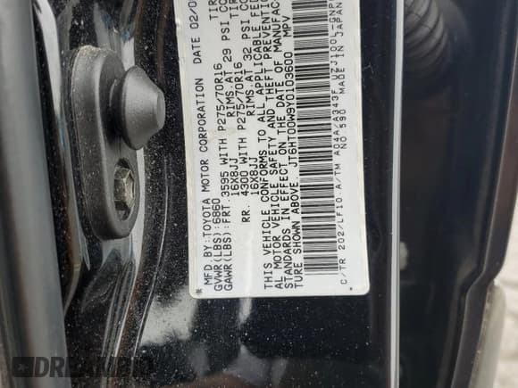 ✅ 2000 Lexus LX 470 • VIN: JT6HT00W9Y0103600 • Lot: 72595294. Listed on Copart with 141,676 mi. Free auction sales archive from the USA and detailed vehicle history report at DreamBid. Image 13.