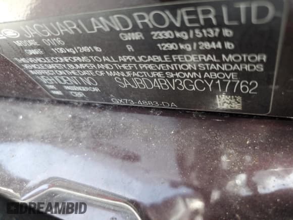 ✅ 2016 Jaguar XF 35t Premium • VIN: SAJBD4BV3GCY17762 • Lot: 81752875. Listed on Copart with 84,495 mi. Free auction sales archive from the USA and detailed vehicle history report at DreamBid. Image 13.