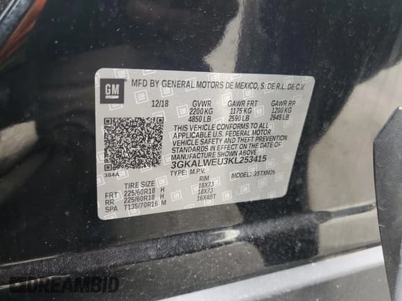 ✅ 2019 GMC Terrain SLT Diesel • VIN: 3GKALWEU3KL253415 • Лот: 76105694. Опубликован ранее на Copart с пробегом 64 989 миль. Бесплатный доступ к архиву аукционных продаж из США и подробный отчёт об истории автомобиля на DreamBid. Изображение 14.