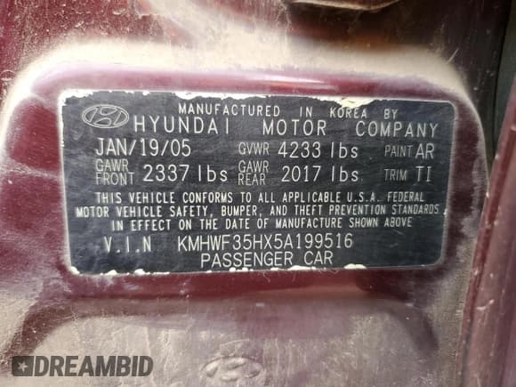 ✅ 2005 Hyundai Sonata GLS • VIN: KMHWF35HX5A199516 • Лот: 70000524. Опубликован ранее на Copart с пробегом 186 198 миль. Бесплатный доступ к архиву аукционных продаж из США и подробный отчёт об истории автомобиля на DreamBid. Изображение 12.