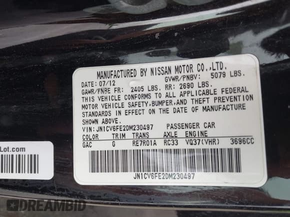 ✅ 2013 Infiniti G37 • VIN: JN1CV6FE2DM230497 • Лот: 42719686. Опубликован ранее на IAAI с пробегом Не указан. Бесплатный доступ к архиву аукционных продаж из США и подробный отчёт об истории автомобиля на DreamBid. Изображение 9.