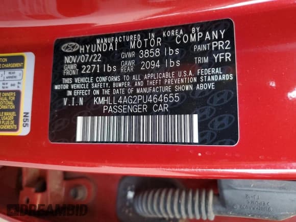 ✅ 2023 Hyundai Elantra SE • VIN: KMHLL4AG2PU464655 • Lot: 82238045. Listed on Copart with 46,620 mi. Free auction sales archive from the USA and detailed vehicle history report at DreamBid. Image 13.