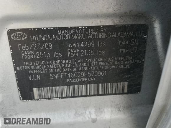 ✅ 2009 Hyundai Sonata GLS • VIN: 5NPET46C29H570961 • Лот: 78989214. Опубликован ранее на Copart с пробегом 107 426 миль. Бесплатный доступ к архиву аукционных продаж из США и подробный отчёт об истории автомобиля на DreamBid. Изображение 15.