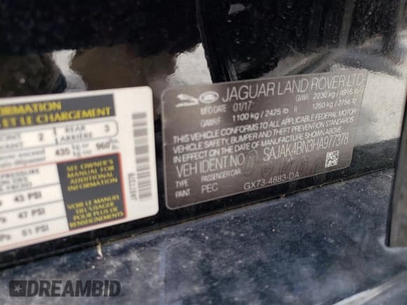 ✅ 2017 Jaguar XE • VIN: SAJAK4BN3HA977378 • Lot: 59369323. Listed on Copart with 30,469 mi. Free auction sales archive from the USA and detailed vehicle history report at DreamBid. Image 13.