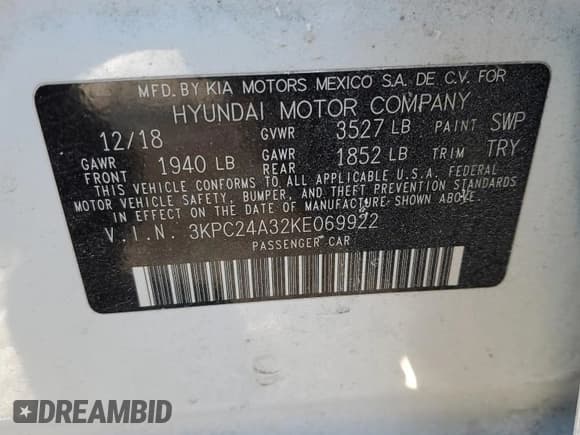 ✅ 2019 Hyundai Accent SE • VIN: 3KPC24A32KE069922 • Лот: 42121225. Опубликован ранее на Copart с пробегом 64 008 миль. Бесплатный доступ к архиву аукционных продаж из США и подробный отчёт об истории автомобиля на DreamBid. Изображение 12.