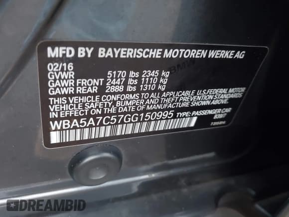 ✅ 2016 BMW 5 Series 528i xDrive • VIN: WBA5A7C57GG150995 • Lot: 43781997. Listed on IAAI with 145,488 mi. Free auction sales archive from the USA and detailed vehicle history report at DreamBid. Image 9.