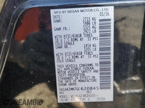 ✅ 2016 Nissan Pathfinder Platinum • VIN: 5N1AR2MN7GC620845 • Lot: 88787835. Listed on Copart with 131,799 mi. Free auction sales archive from the USA and detailed vehicle history report at DreamBid. Image 14.