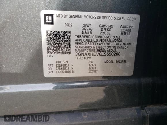 ✅ 2020 Chevrolet Equinox LS • VIN: 3GNAXHEV6LS550200 • Лот: 91470285. Опубликован ранее на Copart с пробегом 39 437 миль. Бесплатный доступ к архиву аукционных продаж из США и подробный отчёт об истории автомобиля на DreamBid. Изображение 13.