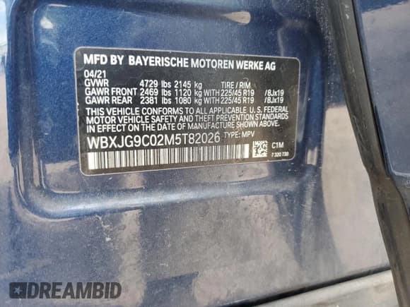 ✅ 2021 BMW X1 xDrive28i • VIN: WBXJG9C02M5T82026 • Lot: 89846155. Listed on Copart with 90,257 mi. Free auction sales archive from the USA and detailed vehicle history report at DreamBid. Image 14.