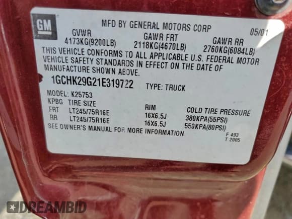 ✅ 2001 Chevrolet Silverado 2500HD LS • VIN: 1GCHK29G21E319722 • Lot: 94113315. Listed on Copart with Not provided. Free auction sales archive from the USA and detailed vehicle history report at DreamBid. Image 12.