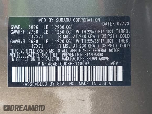 ✅ 2024 Subaru Outback Wilderness • VIN: 4S4BTGUD8R3140097 • Lot: 42443826. Listed on IAAI with 28,729 mi. Free auction sales archive from the USA and detailed vehicle history report at DreamBid. Image 9.