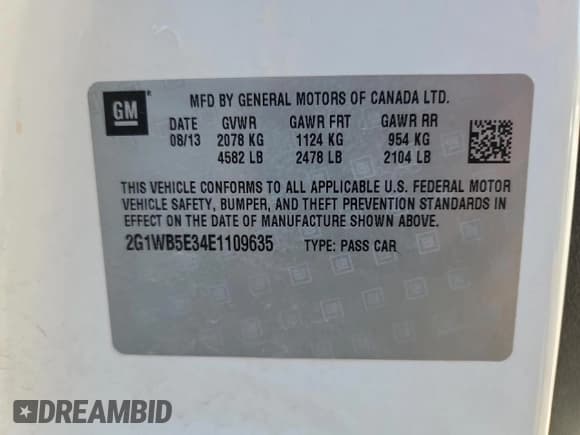 ✅ 2014 Chevrolet Impala LT • VIN: 2G1WB5E34E1109635 • Lot: 91444985. Wystawiony na Copart z przebiegiem 280 790 mil. Bezpłatny archiwum sprzedaży aukcyjnych z USA i szczegółowy raport historii pojazdu na DreamBid. Zdjęcie 12.