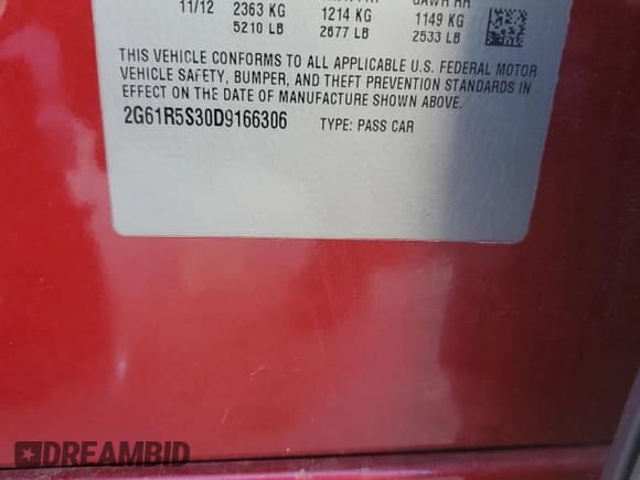 ✅ 2013 Cadillac XTS Luxury • VIN: 2G61R5S30D9166306 • Lot: 91582275. Listed on Copart with 129,484 mi. Free auction sales archive from the USA and detailed vehicle history report at DreamBid. Image 12.