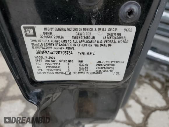 ✅ 2002 Chevrolet Suburban Z71 • VIN: 3GNFK16Z72G295734 • Лот: 45763225. Опубликован ранее на Copart с пробегом 197 205 миль. Бесплатный доступ к архиву аукционных продаж из США и подробный отчёт об истории автомобиля на DreamBid. Изображение 13.