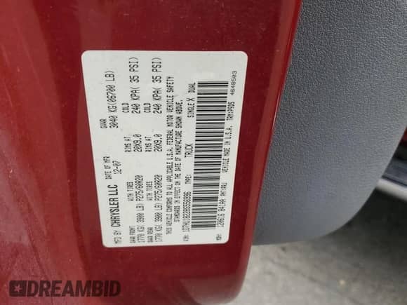 2008 Dodge 1500 SLT с VIN 1D7HU18228S556996, выставлен на аукционе Copart как лот 72511324 с пробегом 107 655 миль миль и Списание • Salvage title. История ставок и продаж доступна на DreamBid. Изображение 12.