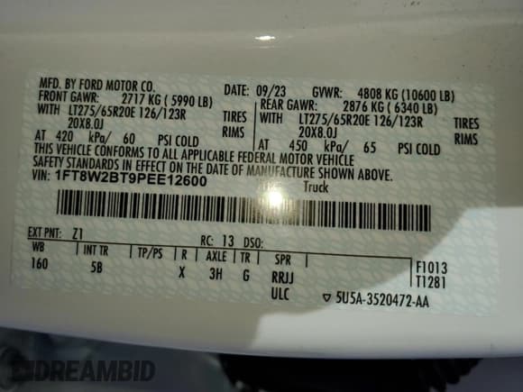 ✅ 2023 Ford F-250 XL • VIN: 1FT8W2BT9PEE12600 • Lot: 86165735. Listed on Copart with 49,622 mi. Free auction sales archive from the USA and detailed vehicle history report at DreamBid. Image 13.