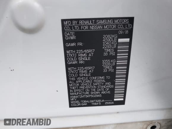 ✅ 2019 Nissan Rogue SV • VIN: KNMAT2MT5KP502945 • Лот: 42970625. Опубликован ранее на IAAI с пробегом 144 927 миль. Бесплатный доступ к архиву аукционных продаж из США и подробный отчёт об истории автомобиля на DreamBid. Изображение 9.