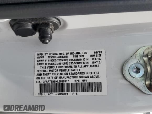 ✅ 2020 Honda CR-V Touring • VIN: 7FART6H9XLE020917 • Лот: 58069125. Опубликован ранее на Copart с пробегом 63 535 миль. Бесплатный доступ к архиву аукционных продаж из США и подробный отчёт об истории автомобиля на DreamBid. Изображение 14.