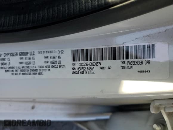 ✅ 2012 Dodge Avenger R/T • VIN: 1C3CDZBG4CN238574 • Лот: 77895204. Опубликован ранее на Copart с пробегом 120 786 миль. Бесплатный доступ к архиву аукционных продаж из США и подробный отчёт об истории автомобиля на DreamBid. Изображение 14.