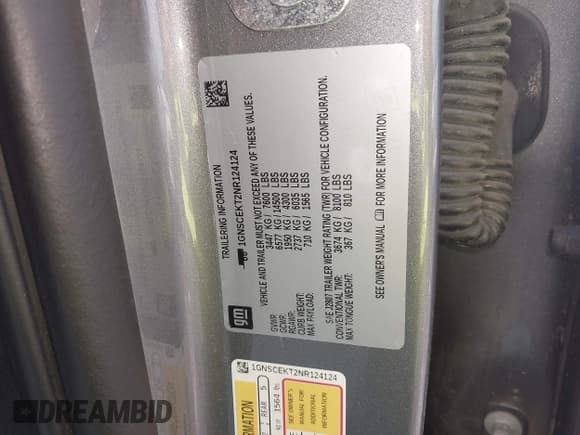 ✅ 2022 Chevrolet Suburban • VIN: 1GNSCEKT2NR124124 • Lot: 42671471. Wystawiony na IAAI z przebiegiem Nie podano. Bezpłatny archiwum sprzedaży aukcyjnych z USA i szczegółowy raport historii pojazdu na DreamBid. Zdjęcie 9.