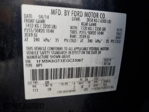 ✅ 2014 Ford Explorer Sport • VIN: 1FM5K8GTXEGC33067 • Lot: 90414965. Wystawiony na Copart z przebiegiem 180 954 mil. Bezpłatny archiwum sprzedaży aukcyjnych z USA i szczegółowy raport historii pojazdu na DreamBid. Zdjęcie 13.