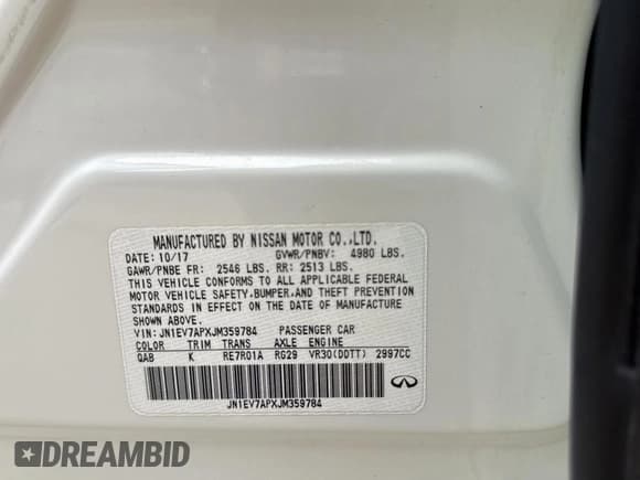 ✅ 2018 Infiniti Q50 Luxe • VIN: JN1EV7APXJM359784 • Lot: 61767895. Listed on Copart with 125,082 mi. Free auction sales archive from the USA and detailed vehicle history report at DreamBid. Image 10.