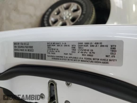 ✅ 2025 Ram 2500 Big Horn • VIN: 3C6UR5DJ7SG519303 • Лот: 58896785. Опубликован ранее на Copart с пробегом 3 031 миль. Бесплатный доступ к архиву аукционных продаж из США и подробный отчёт об истории автомобиля на DreamBid. Изображение 12.