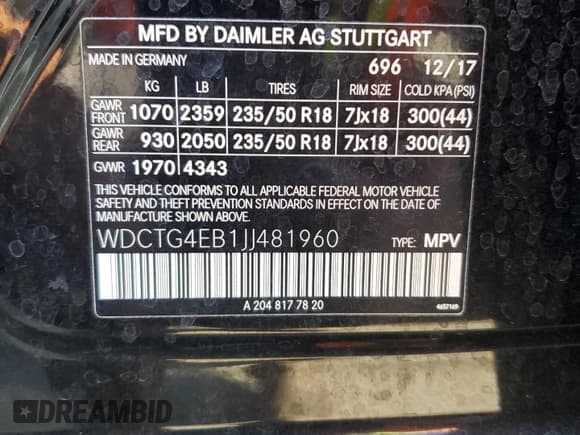 ✅ 2018 Mercedes-Benz GLA 250 • VIN: WDCTG4EB1JJ481960 • Lot: 90903845. Wystawiony na Copart z przebiegiem 89 486 mil. Bezpłatny archiwum sprzedaży aukcyjnych z USA i szczegółowy raport historii pojazdu na DreamBid. Zdjęcie 13.