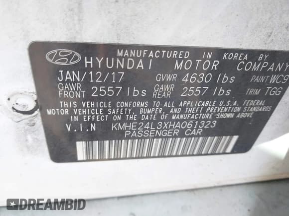✅ 2017 Hyundai Sonata SE • VIN: KMHE24L3XHA061323 • Lot: 43481448. Listed on IAAI with 121,435 mi. Free auction sales archive from the USA and detailed vehicle history report at DreamBid. Image 9.