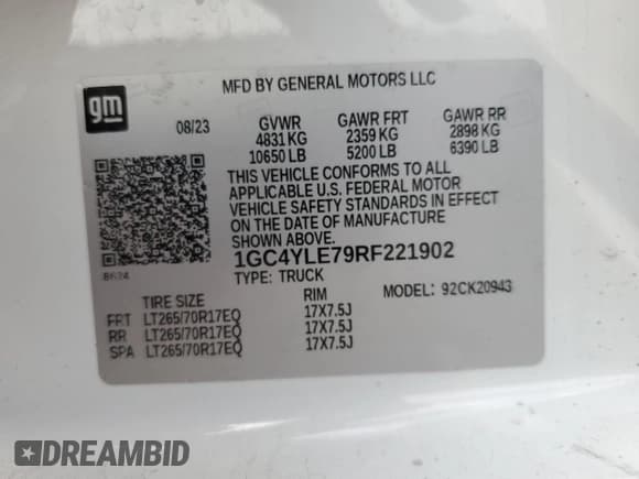 ✅ 2024 Chevrolet Silverado 2500HD Work Truck • VIN: 1GC4YLE79RF221902 • Лот: 54426855. Опубликован ранее на Copart с пробегом 26 974 миль. Бесплатный доступ к архиву аукционных продаж из США и подробный отчёт об истории автомобиля на DreamBid. Изображение 13.