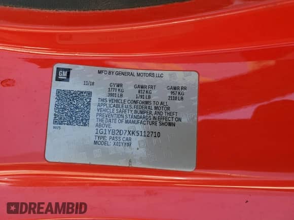 2019 Chevrolet Corvette 1LT z VIN 1G1YB2D7XK5112710, wystawiony jako Copart lot #66812444 z przebiegiem 29 090 mil mil oraz Szkoda całkowita • Salvage title. Historia ofert i sprzedaży dostępna na DreamBid. Obrazek 15.