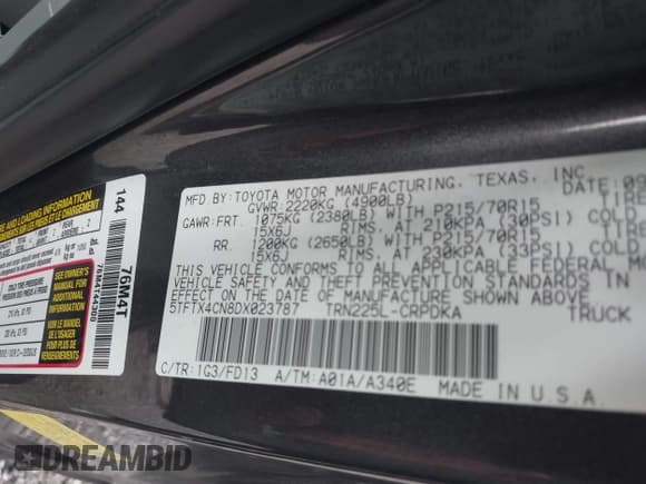 ✅ 2013 Toyota Tacoma • VIN: 5TFTX4CN8DX023787 • Лот: 43638433. Опубликован ранее на IAAI с пробегом 135 505 миль. Бесплатный доступ к архиву аукционных продаж из США и подробный отчёт об истории автомобиля на DreamBid. Изображение 9.