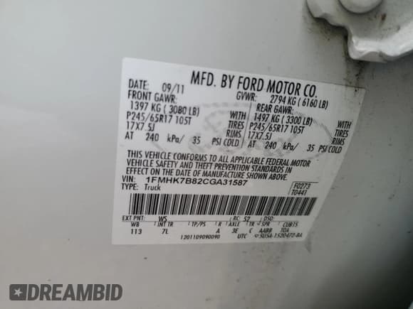 ✅ 2012 Ford Explorer • VIN: 1FMHK7B82CGA31587 • Лот: 80310865. Опубликован ранее на Copart с пробегом 109 948 миль. Бесплатный доступ к архиву аукционных продаж из США и подробный отчёт об истории автомобиля на DreamBid. Изображение 14.