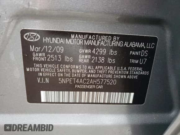 ✅ 2010 Hyundai Sonata GLS • VIN: 5NPET4AC2AH577520 • Лот: 52553433. Опубликован ранее на Copart с пробегом 175 470 миль. Бесплатный доступ к архиву аукционных продаж из США и подробный отчёт об истории автомобиля на DreamBid. Изображение 12.