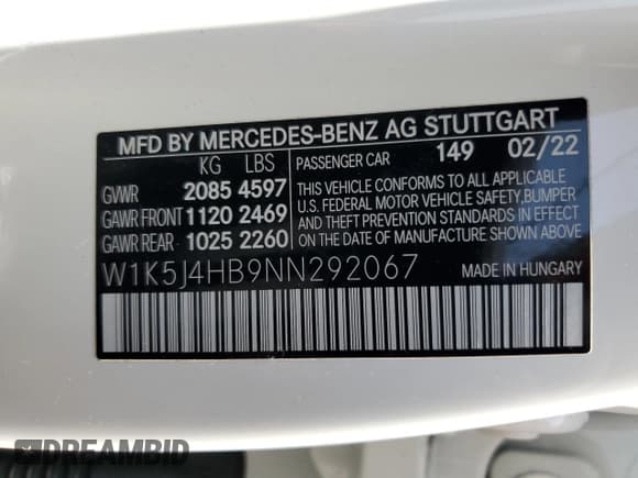 ✅ 2022 Mercedes-Benz CLA 250 • VIN: W1K5J4HB9NN292067 • Lot: 61307965. Wystawiony na Copart z przebiegiem 52 351 mil. Bezpłatny archiwum sprzedaży aukcyjnych z USA i szczegółowy raport historii pojazdu na DreamBid. Zdjęcie 12.