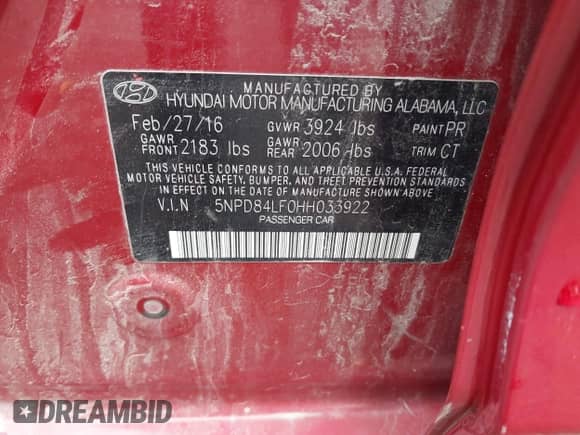 2017 Hyundai Elantra SE z VIN 5NPD84LF0HH033922, wystawiony jako IAAI lot #43495221 z przebiegiem 110 625 mil mil oraz . Historia ofert i sprzedaży dostępna na DreamBid. Obrazek 9.