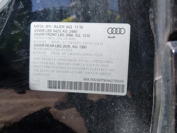 ✅ 2017 Audi Q5 Premium Plus • VIN: WA1M2AFPXHA078565 • Lot: 43289408. Wystawiony na IAAI z przebiegiem 86 783 mil. Bezpłatny archiwum sprzedaży aukcyjnych z USA i szczegółowy raport historii pojazdu na DreamBid. Zdjęcie 9.