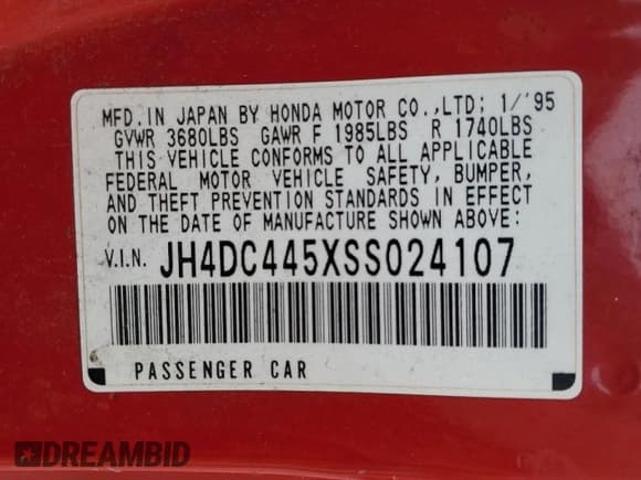 ✅ 1995 Acura Integra LS • VIN: JH4DC445XSS024107 • Лот: 74198764. Опубликован ранее на Copart с пробегом 209 117 миль. Бесплатный доступ к архиву аукционных продаж из США и подробный отчёт об истории автомобиля на DreamBid. Изображение 15.