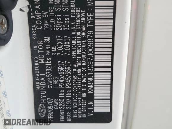 2007 Hyundai Veracruz GLS с VIN KM8NU13C97U009879, выставлен на аукционе Copart как лот 78954564 с пробегом 86 273 миль миль и Списание • Salvage title. История ставок и продаж доступна на DreamBid. Изображение 14.