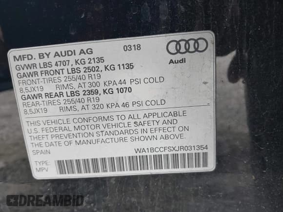 ✅ 2018 Audi Q3 Premium • VIN: WA1BCCFSXJR031354 • Lot: 43636502. Listed on IAAI with 109,704 mi. Free auction sales archive from the USA and detailed vehicle history report at DreamBid. Image 9.