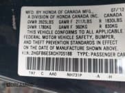 ✅ 2012 Honda Civic Si • VIN: 2HGFB6E5XCH705188 • Lot: 43590005. Listed on IAAI with 169,752 mi. Free auction sales archive from the USA and detailed vehicle history report at DreamBid. Image 9.