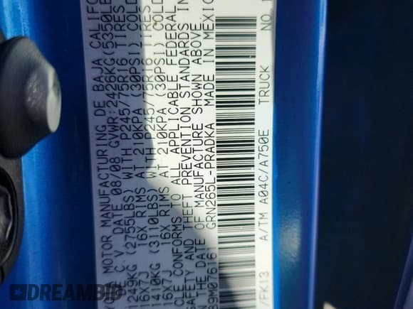 ✅ 2009 Toyota Tacoma PreRunner • VIN: 3TMJU62N89M076161 • Lot: 84259545. Listed on Copart with 237,325 mi. Free auction sales archive from the USA and detailed vehicle history report at DreamBid. Image 12.